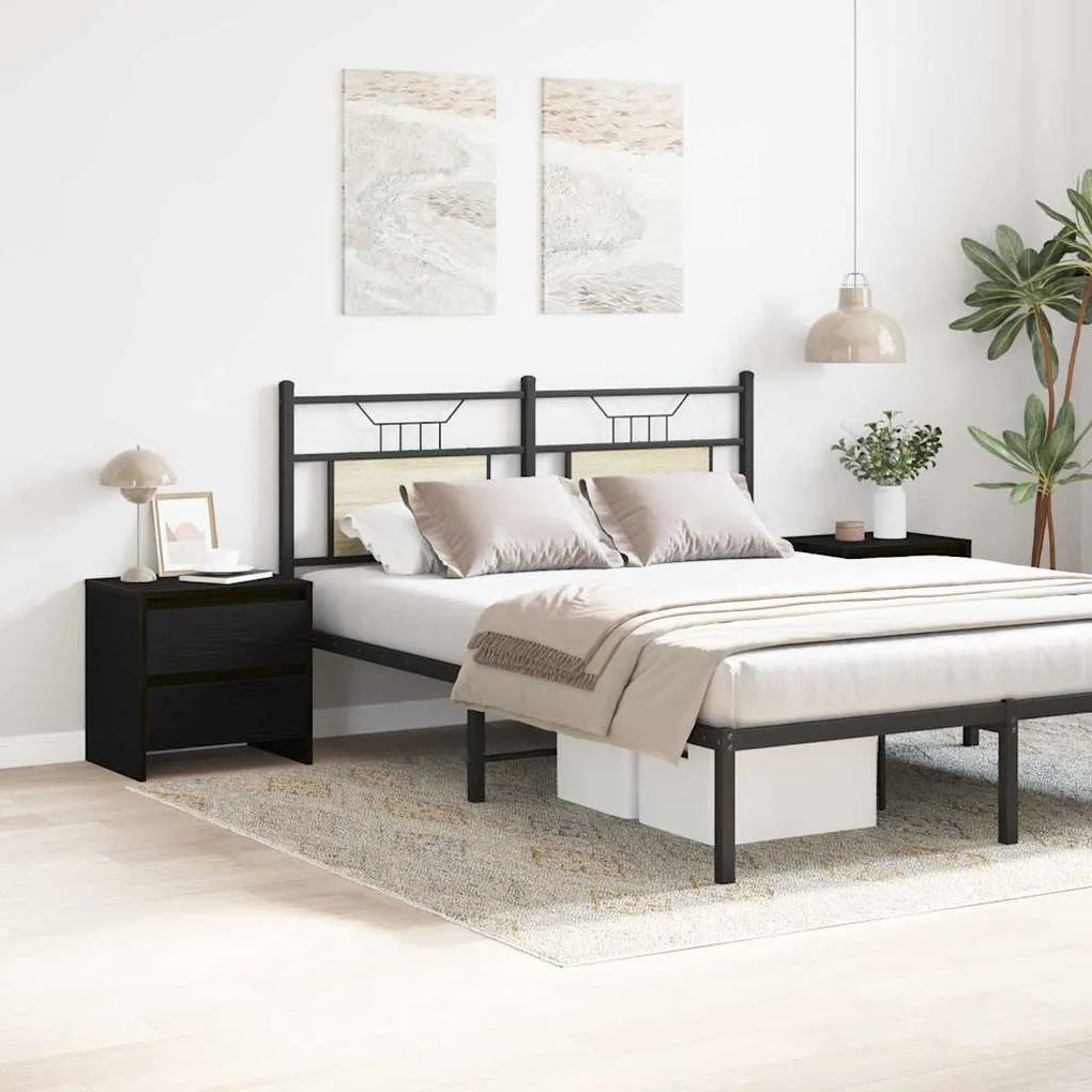 Cabeceira vidaXL 2 pcs Preto Carvalho 45x34x44,5 cm Madeira de engenha