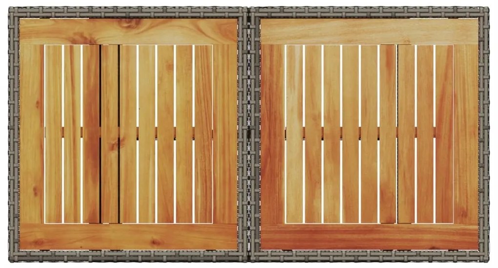 Mesa de jardim 100x55x73 cm vime PE/madeira de acácia cinzento