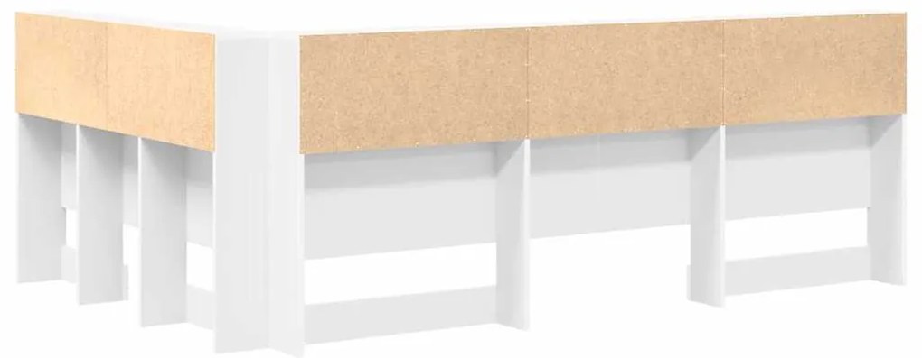 Cabeceira de armazenamento Branco 120 cm Madeira processada