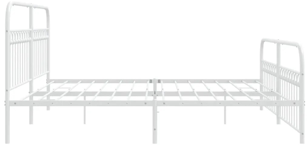 Estrutura de cama com cabeceira e pés 200x200 cm metal branco