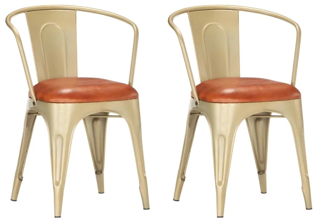 vidaXL Cadeiras de jantar 2 pcs couro genuíno castanho