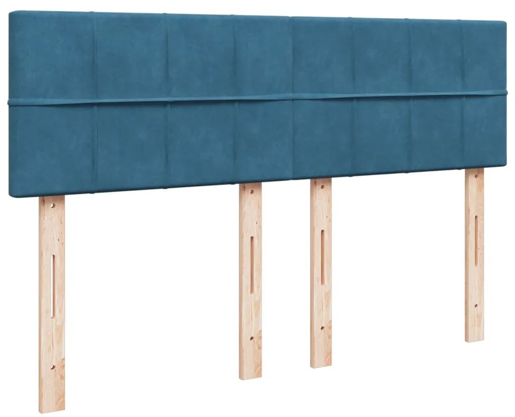 Cama com molas/colchão 160x200 cm veludo azul