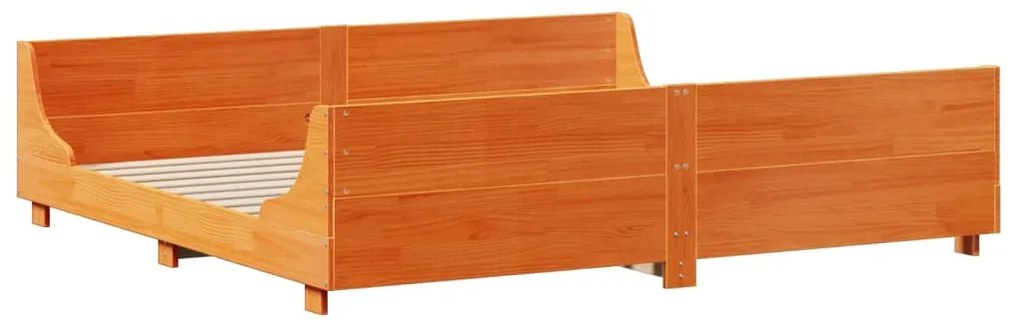 Cama sem colchão 200x200 cm pinho maciço castanho-mel
