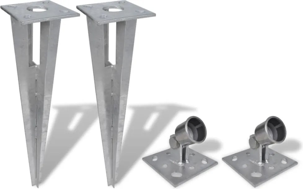 vidaXL Espetos de enterrar para postes de contenção 2 pcs aço