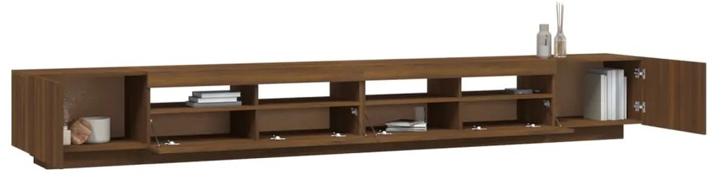 Conjunto móveis de TV 3pcs c/ LEDs madeira carvalho castanho