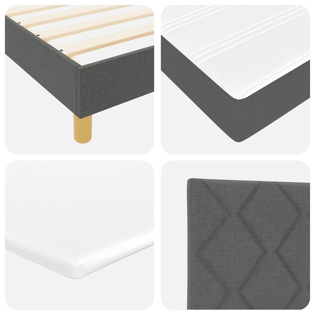 Cama Box Spring vidaXL com Colchão Cinza Escuro 80x200 cm Tecido, Cabe