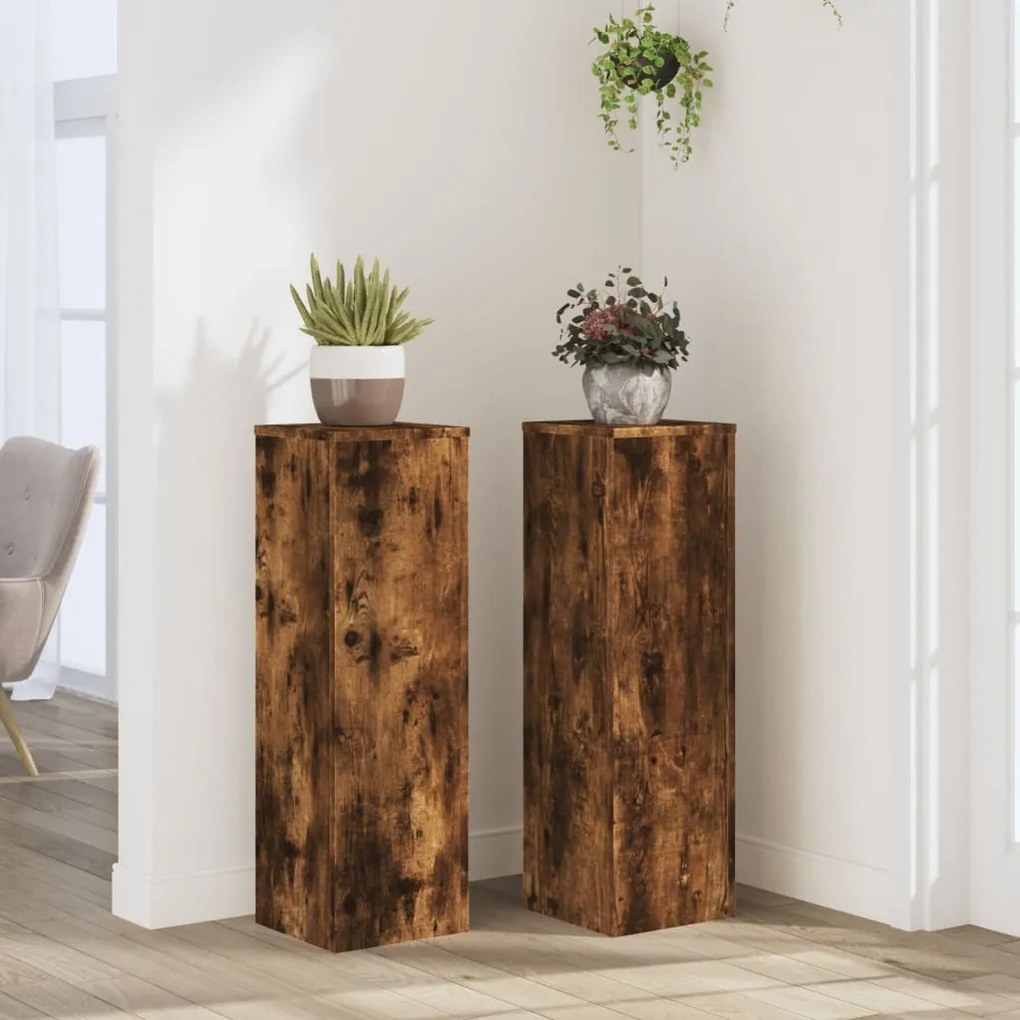 vidaXL Suportes p/ plantas 2 pcs 25x25x80 cm derivados de madeira