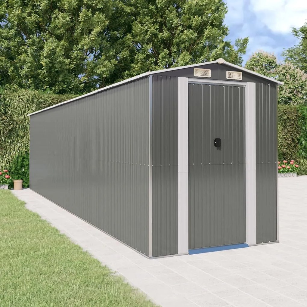 vidaXL Abrigo de jardim 192x772x223 cm aço galvanizado cinzento-claro