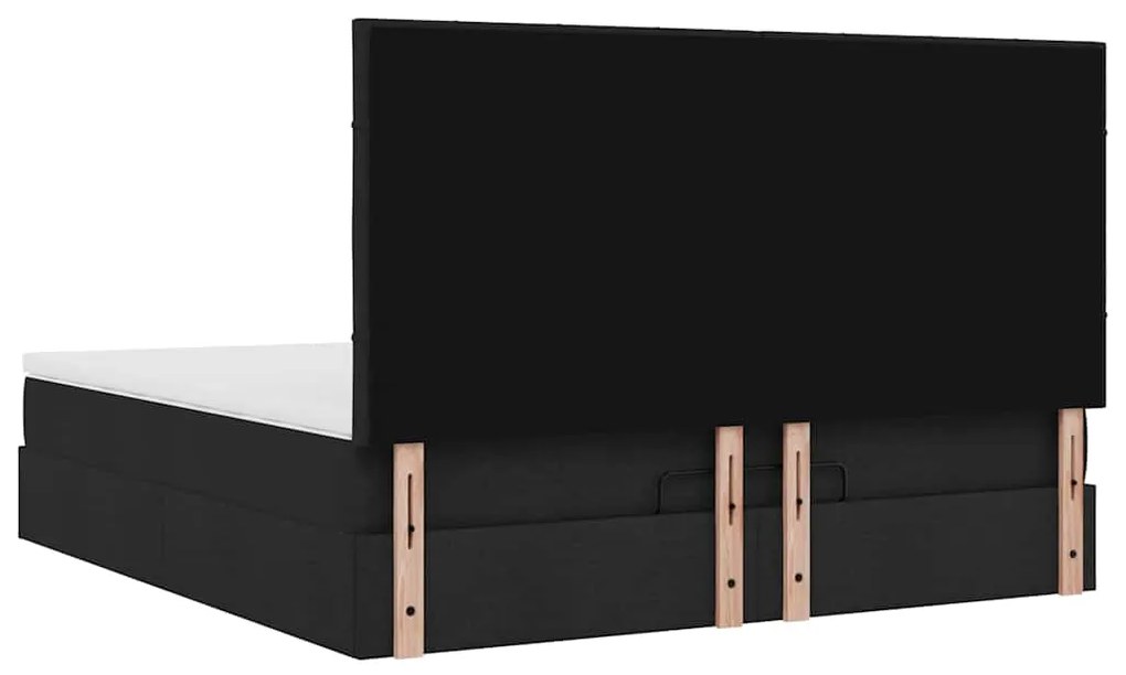 Estrutura de cama otomana com colchão 160x200 cm tecido preto