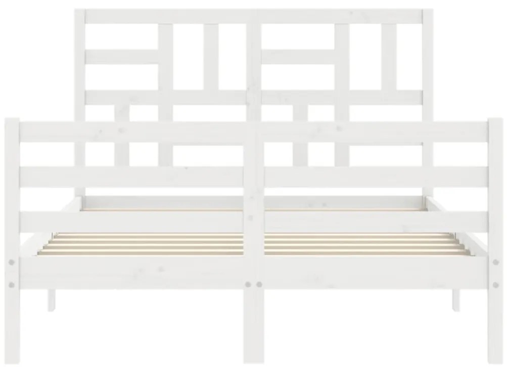 Estrutura de cama de casal c/ cabeceira madeira maciça branco