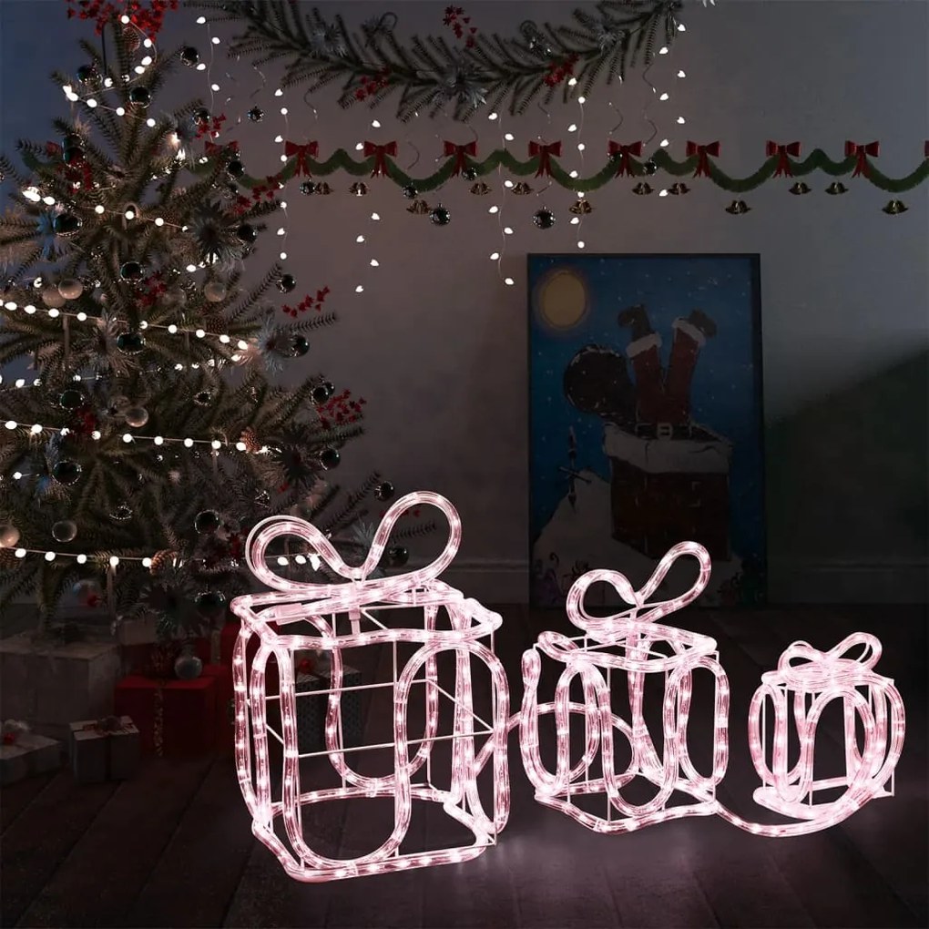 289982 vidaXL Caixas presente de Natal com 180 luzes LED interior/exterior