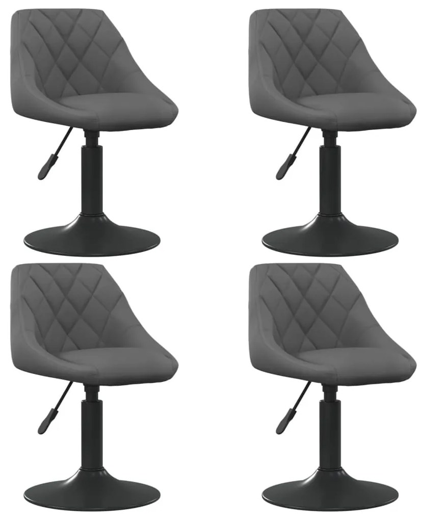 vidaXL Cadeiras de jantar giratórias 4 pcs veludo cinzento-escuro