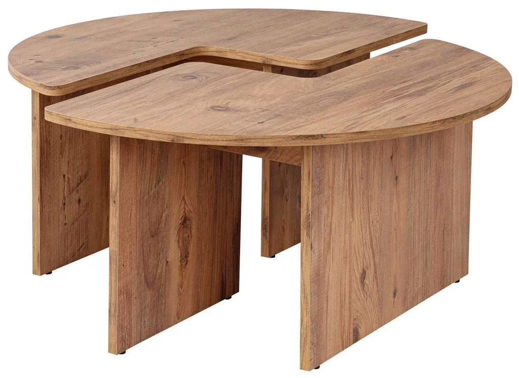 Mesa de Centro "Moira" – Pinho Atlântico, Ø90x41 cm, Design Rústico Mo