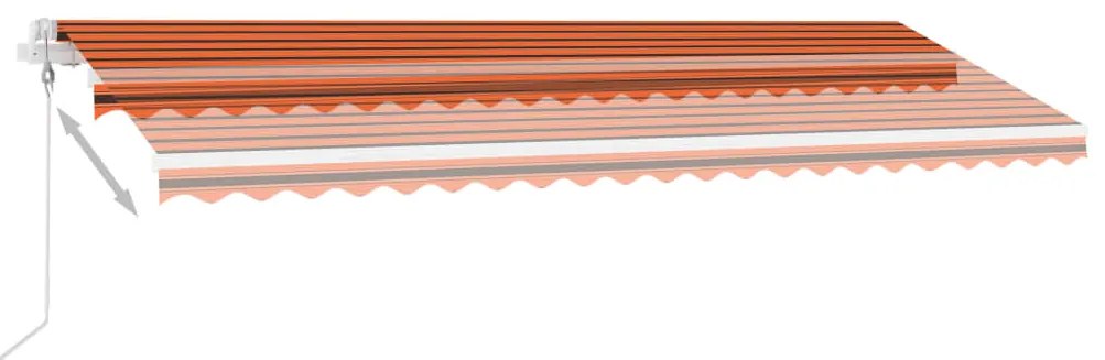 Toldo autom. LED e sensor de vento 500x300 cm laranja/castanho