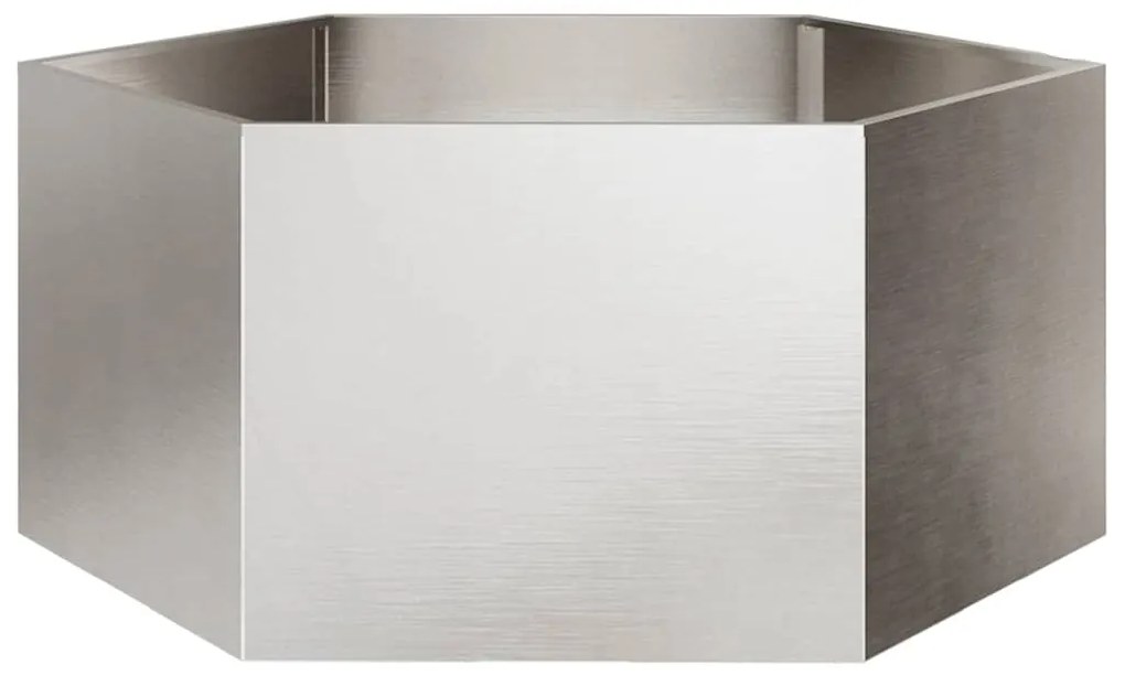 vidaXL Vaso/floreira de jardim hexagonal 104x90x45 cm aço inoxidável