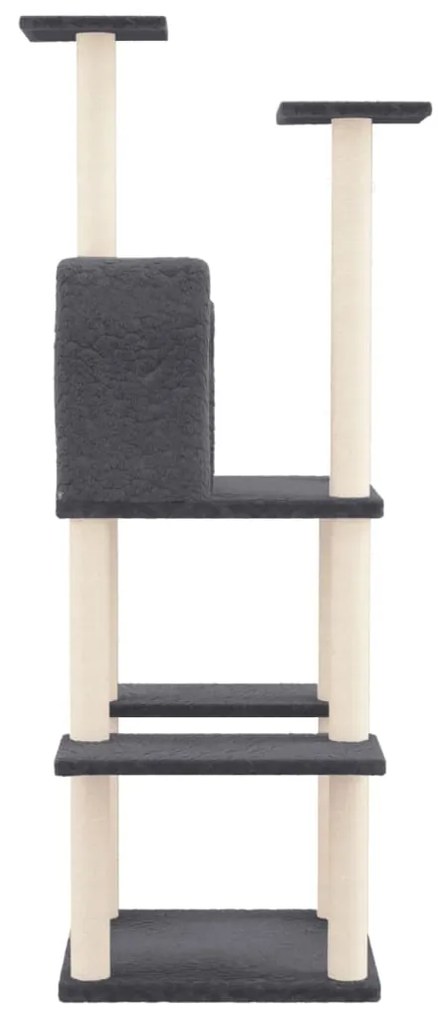 Árvore para gatos c/ arranhadores sisal 144,5 cm cinza-escuro