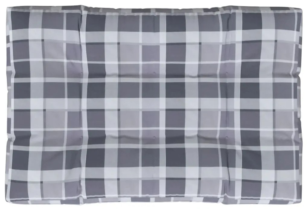 Almofadão p/ sofá de paletes 120x80x12cm tecido xadrez cinzento