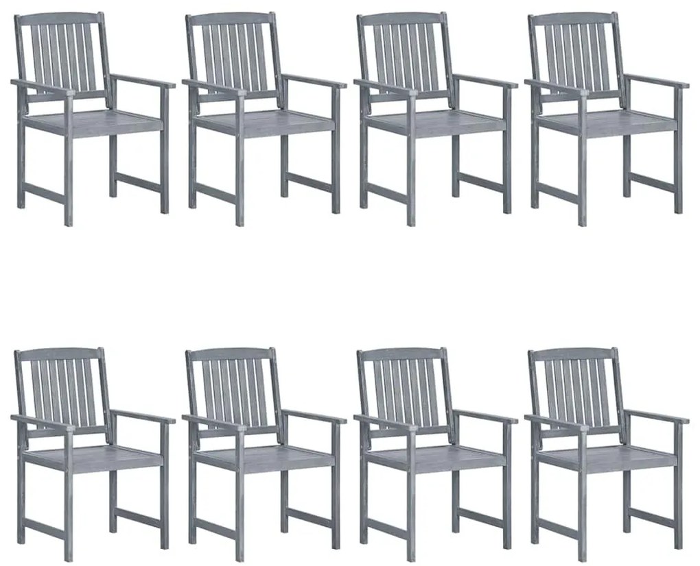 Cadeiras de jardim c/ almofadões 8 pcs acácia maciça cinzento