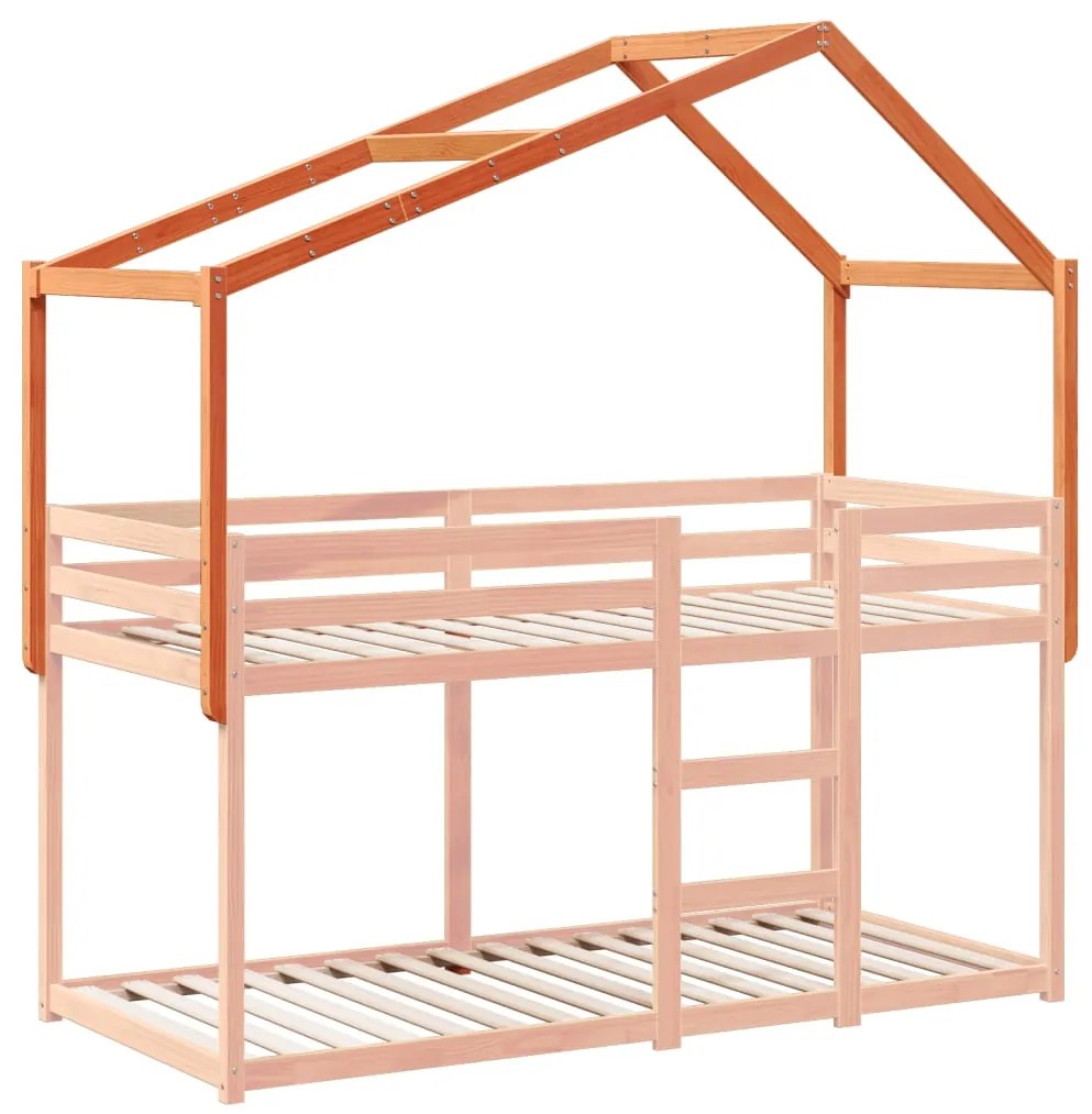 Telhado cama infantil 203x95,5x142 cm pinho maciço castanho mel