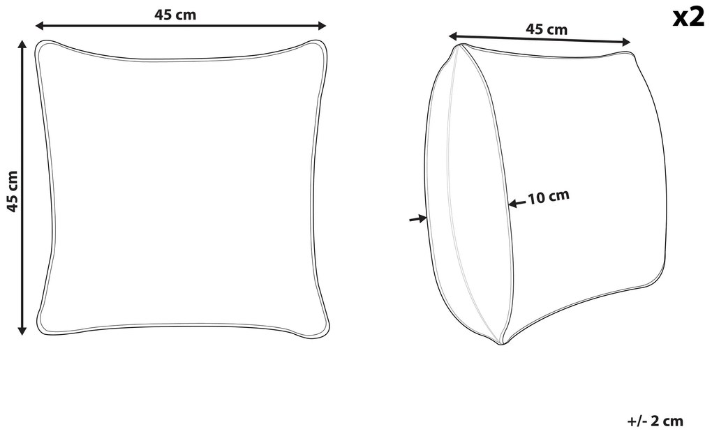 Conjunto de 2 almofadas decorativas amarelas 45 x 45 cm SAGINA Beliani