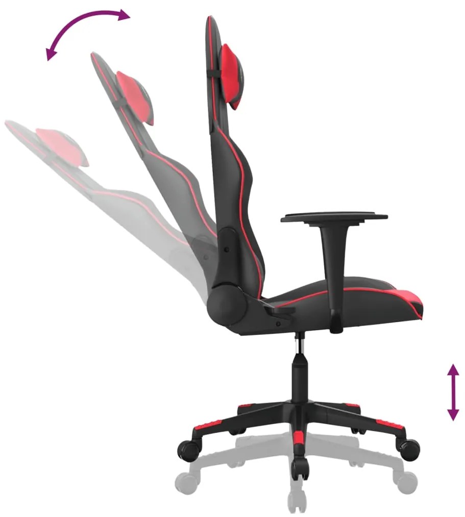 Cadeira gaming massagens couro artificial preto e vermelho