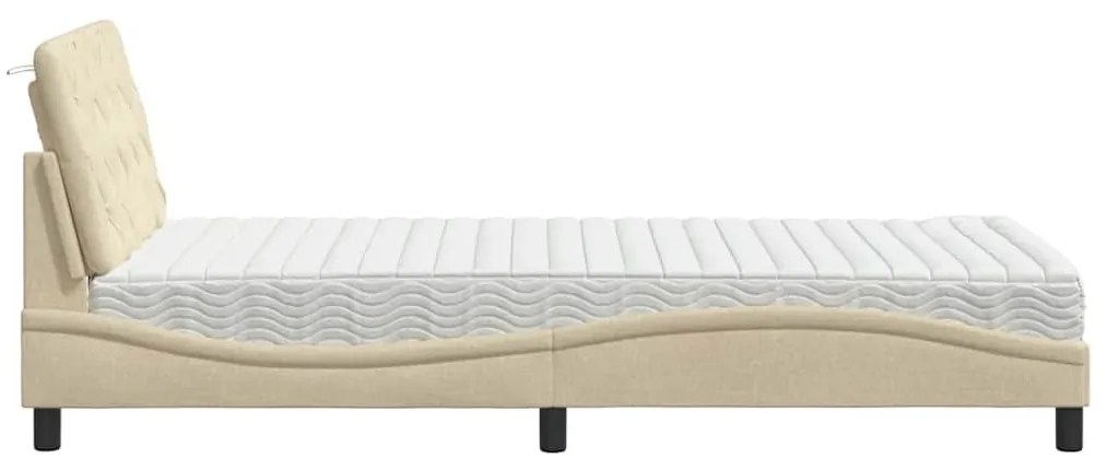 Cama com colchão 100x200 cm tecido cor creme