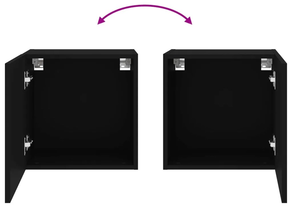 Móveis parede p/ TV 2pcs 40,5x30x40 cm derivados madeira preto