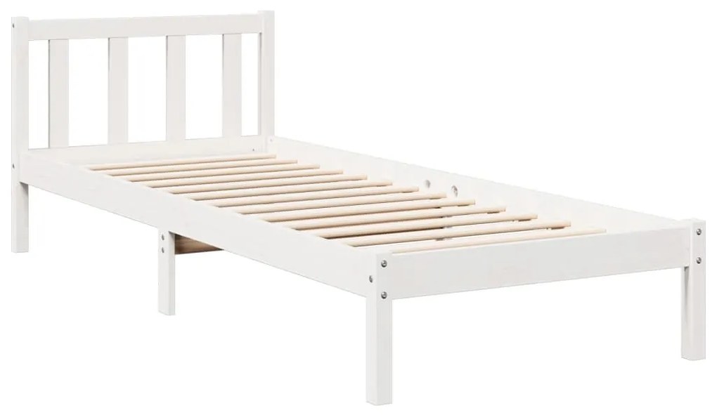 Cama extra longa sem colchão 100x220 cm pinho maciço branco