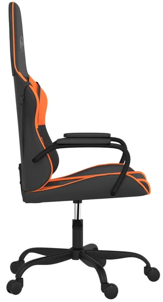 Cadeira gaming couro artificial preto e laranja