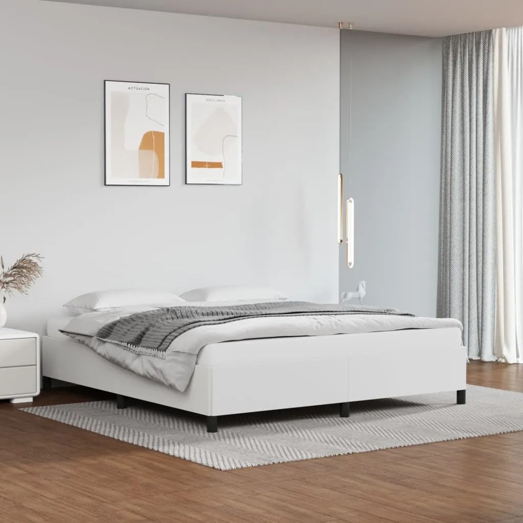 347258 vidaXL Estrutura de cama 160x200 cm couro artificial branco