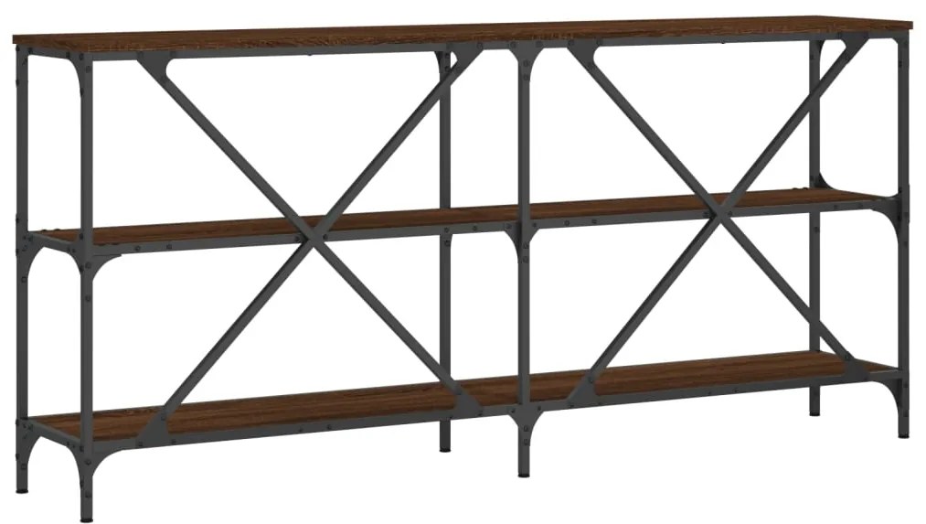 Mesa consola 160x30x75cm deriv. madeira/ferro carvalho castanho