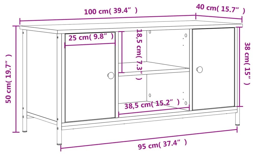 Móvel de TV 100x40x50 cm derivados de madeira cinzento sonoma