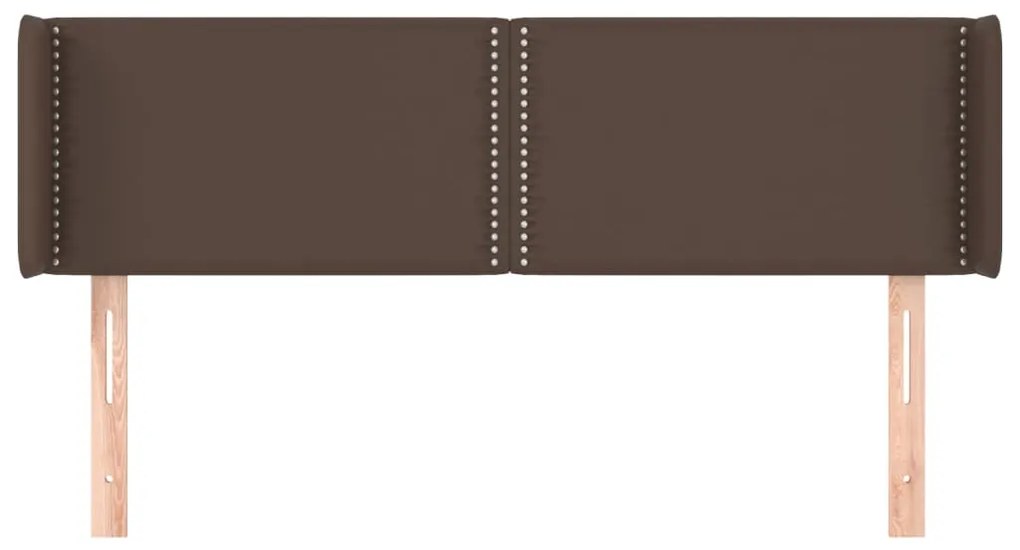 Cabeceira cama c/ abas couro artificial 147x16x78/88cm castanho