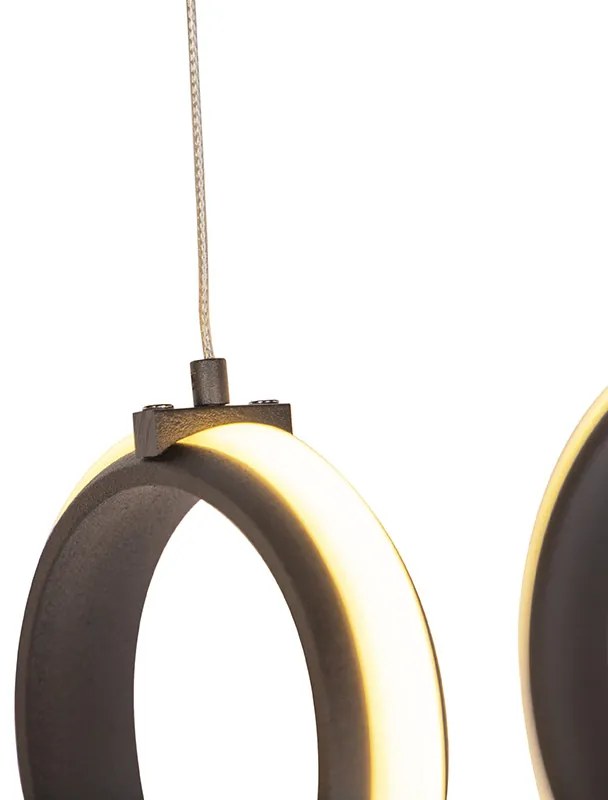 Candeeiro de suspensão design preto regulável com LED grande - Twisted Design,Moderno