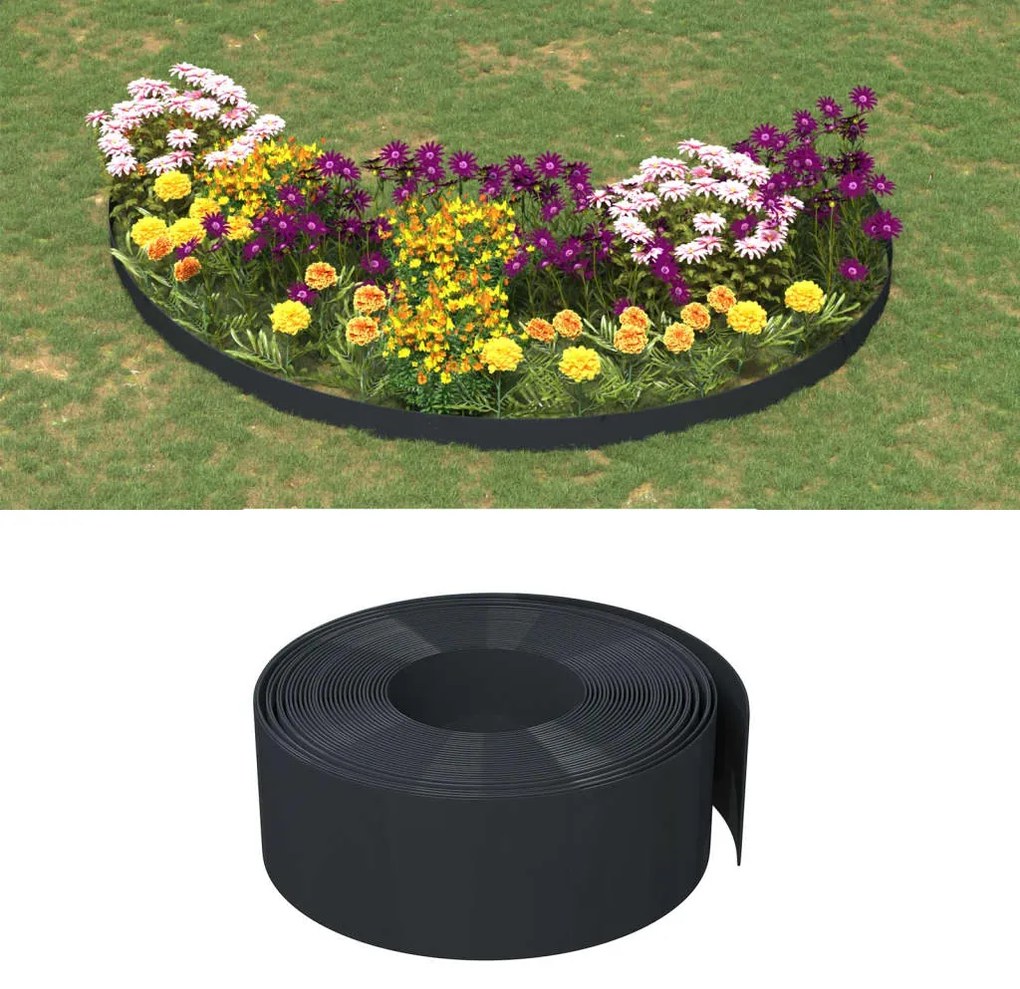 Bordas de jardim 5 pcs 10 m 20 cm polietileno preto
