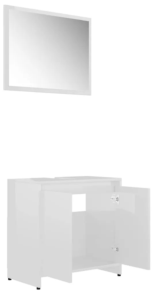 Conj. móveis casa de banho derivados madeira branco brilhante