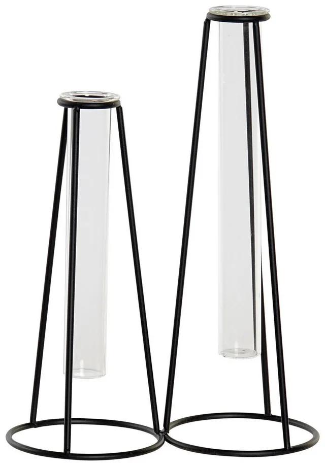 Vaso DKD Home Decor Preto Metal Cristal Loft (18 x 9 x 25 cm)