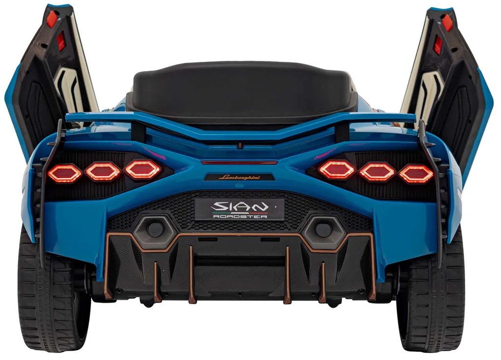 Carro elétrico para Crianças 2 Lugares Lamborghini SIAN 24V 4x4 Rodas Espuma EVA, Assento couro ecológico Azul