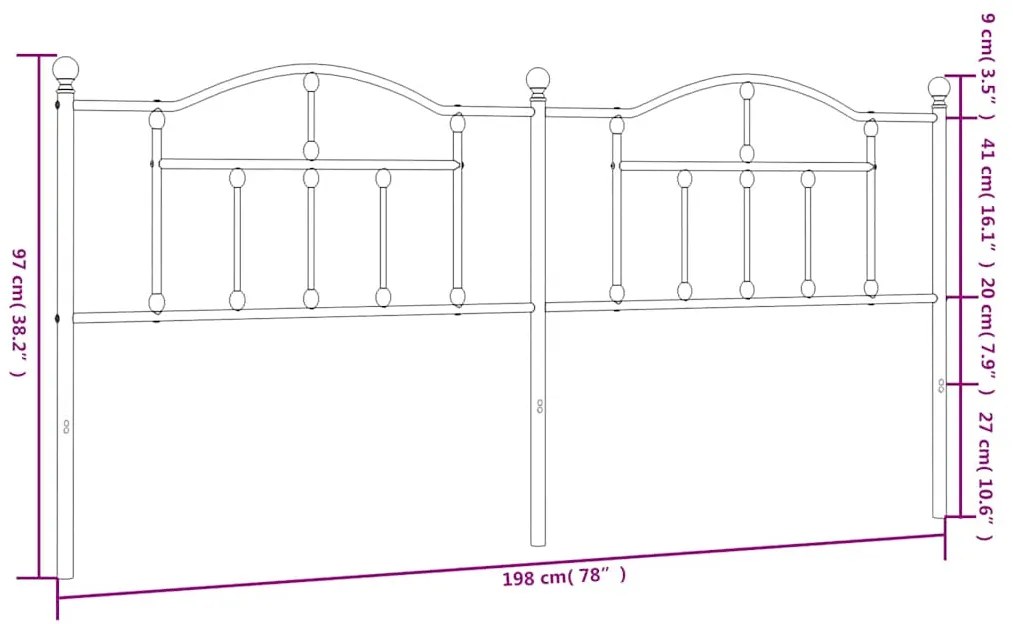 Cabeceira de cama 193 cm metal preto