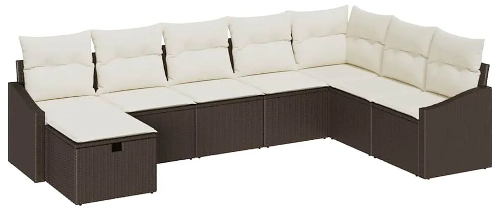 Conjunto de Sofás de Jardim de 8 peças com Almofadas de Polirattan Cas