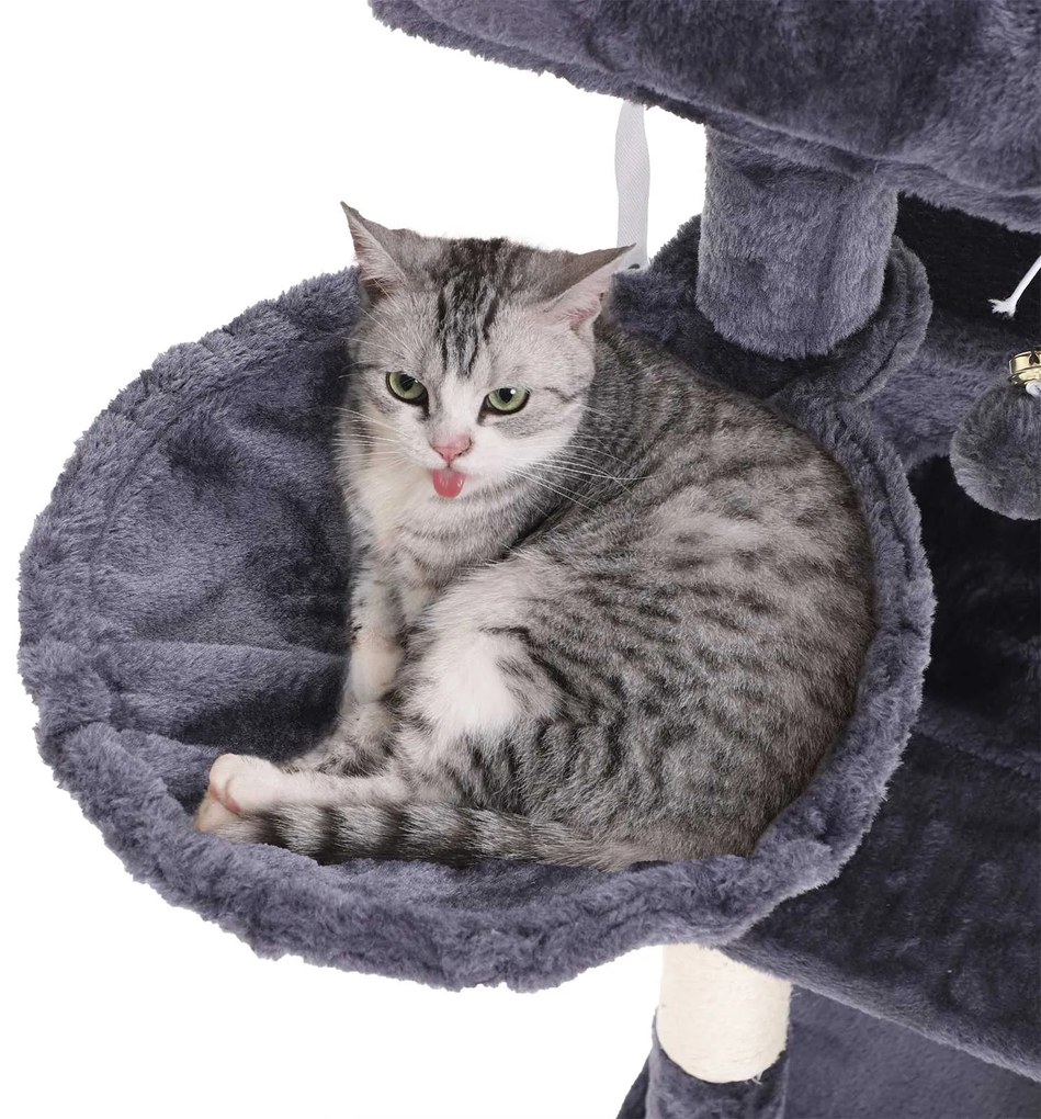 Arranhador para gatos com rampa para arranhar 48 x 48 x 96 cm Cinzento escuro