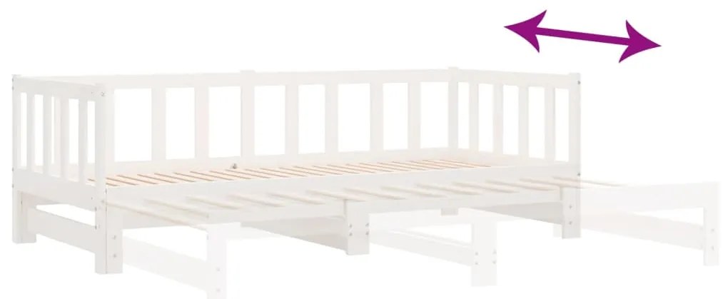 Sofá-cama com gavetão 80x200 cm madeira de pinho maciça branco