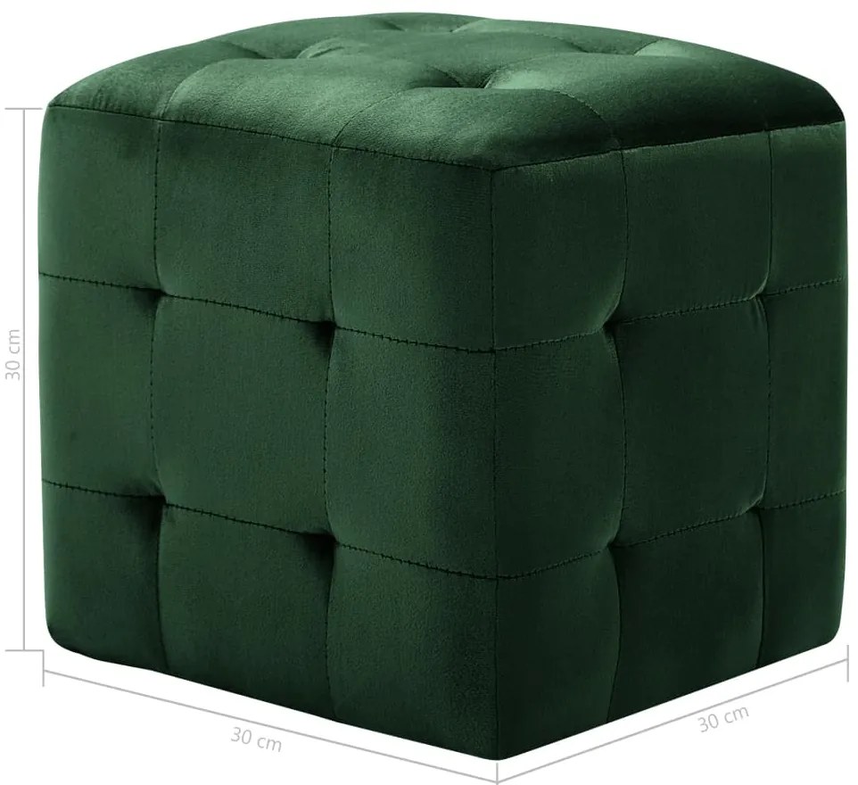 Pufe 2 pcs 30x30x30 cm veludo verde