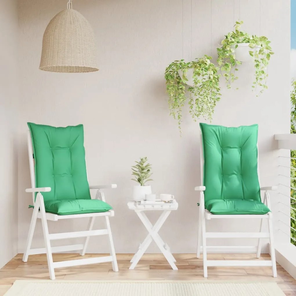 vidaXL Almofadões para cadeiras altas de jardim 2 pcs tecido verde