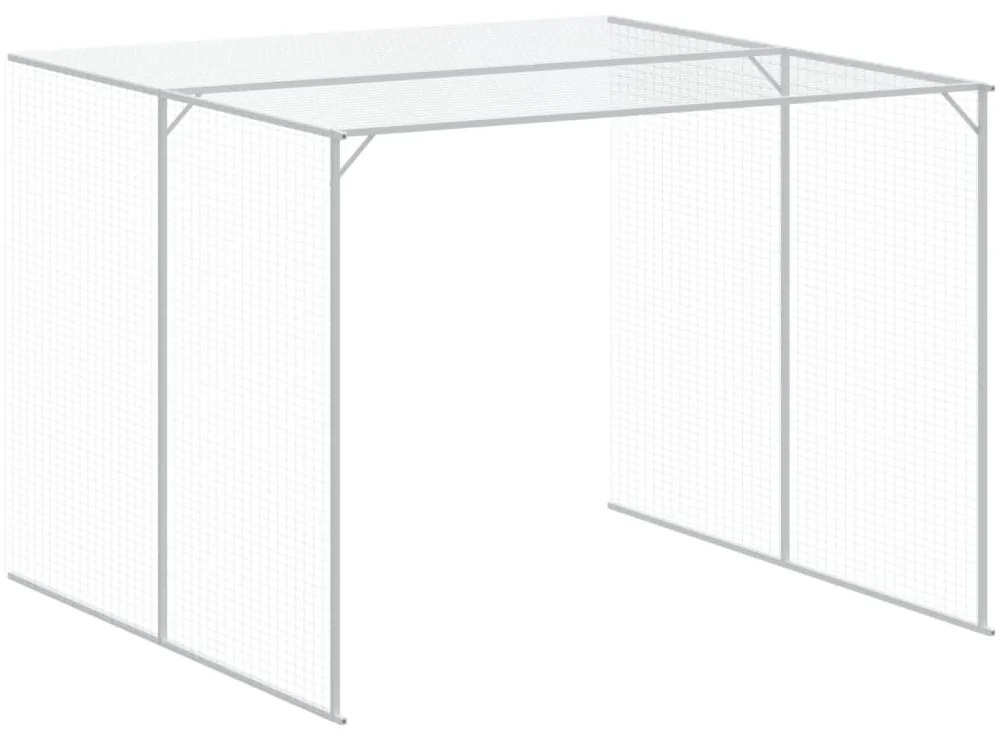 Casota cães c/ parque 214x1273x181 cm aço galvaniz. cinza-claro