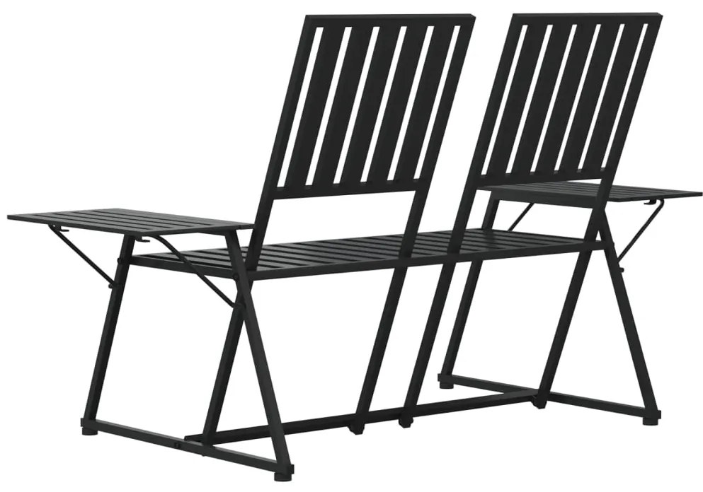 Banco de jardim de 2 lugares 165 cm aço preto