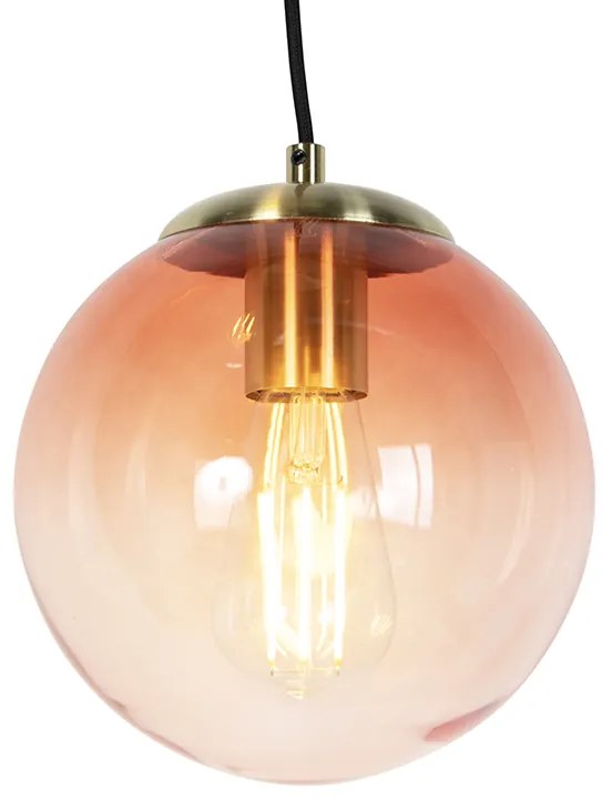 Candeeiro de suspensão Art déco latão 45 cm 3-rosa claro - Pallon Art Deco