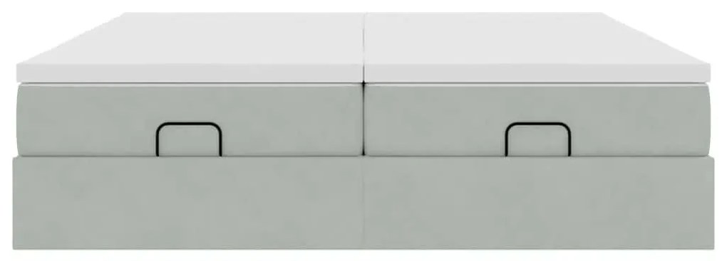 Estrutura cama otomana colchões 180x200cm veludo cinzento claro