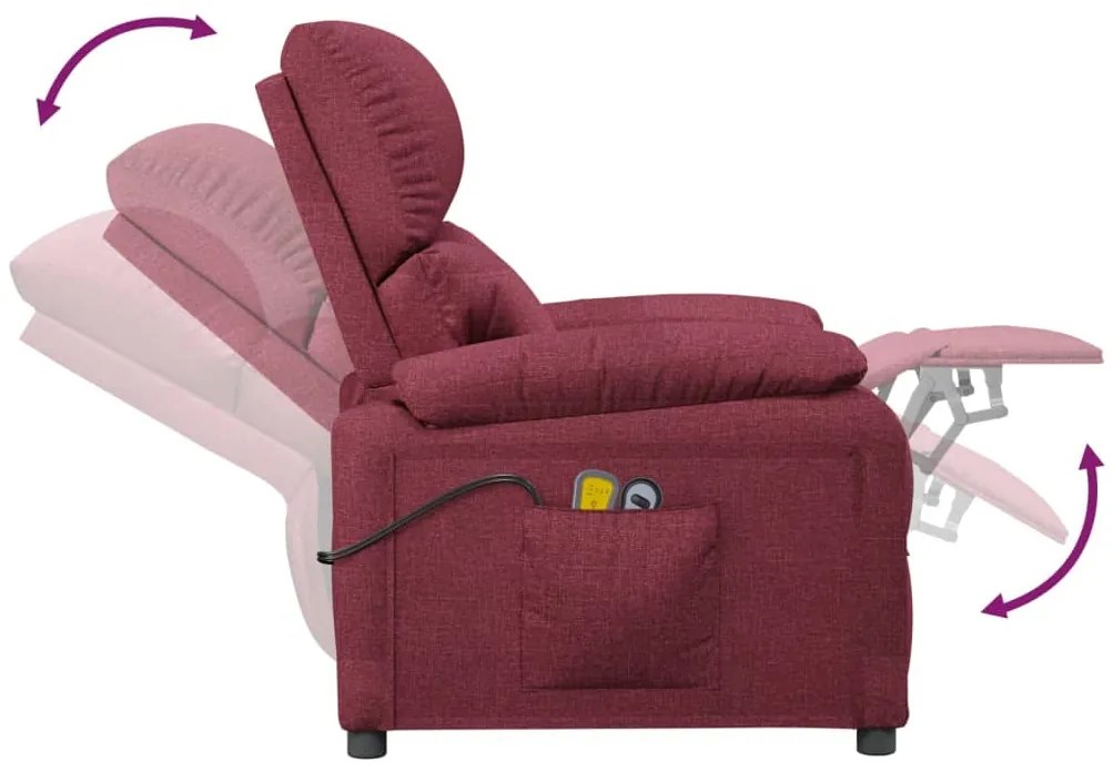 Poltrona de massagens elétrica reclinável tecido vermelho tinto
