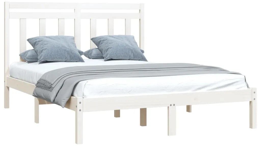 Estrutura de cama king 150x200 cm madeira maciça branco